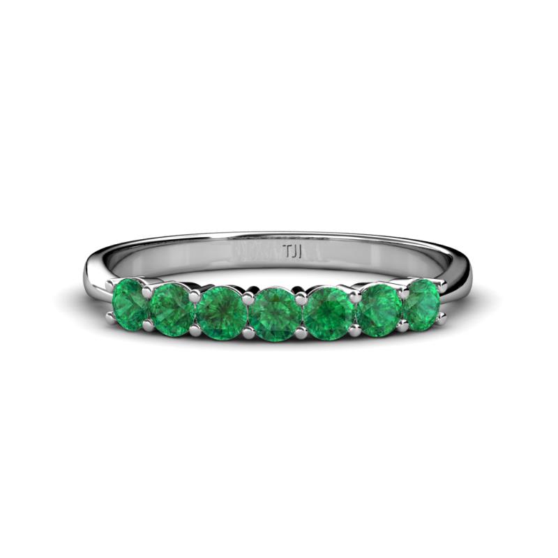 Reina 3.00 mm Emerald 7 Stone Wedding Band 