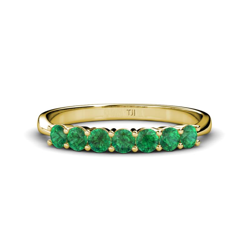 Reina 3.00 mm Emerald 7 Stone Wedding Band 