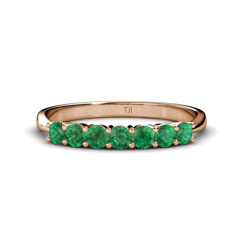 Reina 3.00 mm Emerald 7 Stone Wedding Band 
