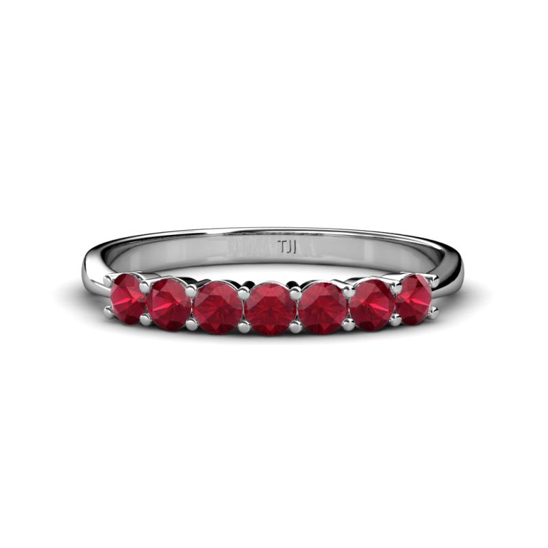 Reina 3.00 mm Ruby 7 Stone Wedding Band 