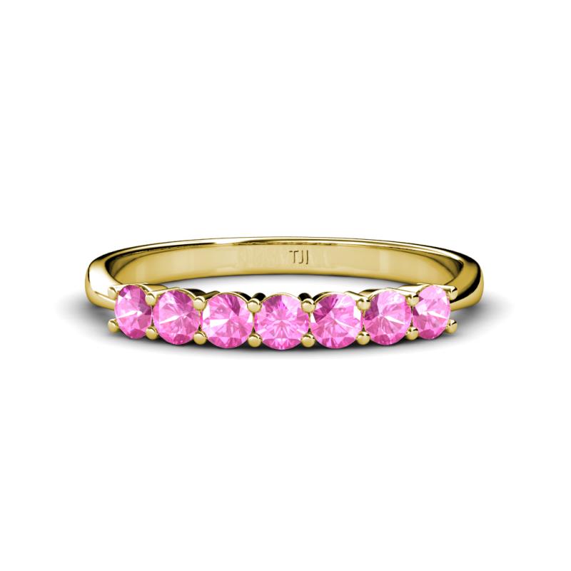 Reina 3.00 mm Pink Sapphire 7 Stone Wedding Band 