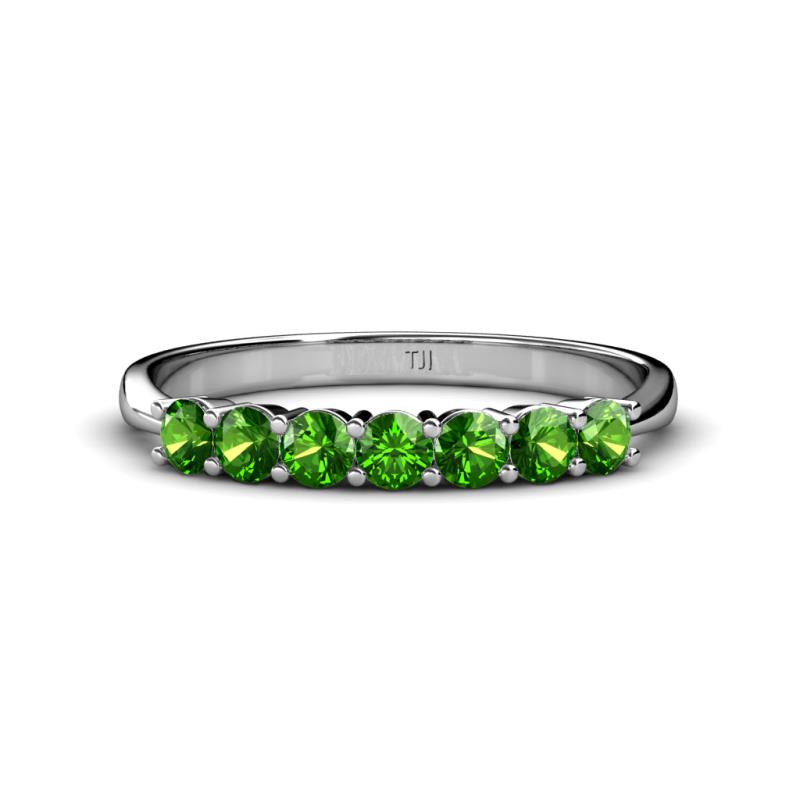 Reina 3.00 mm Green Garnet 7 Stone Wedding Band 