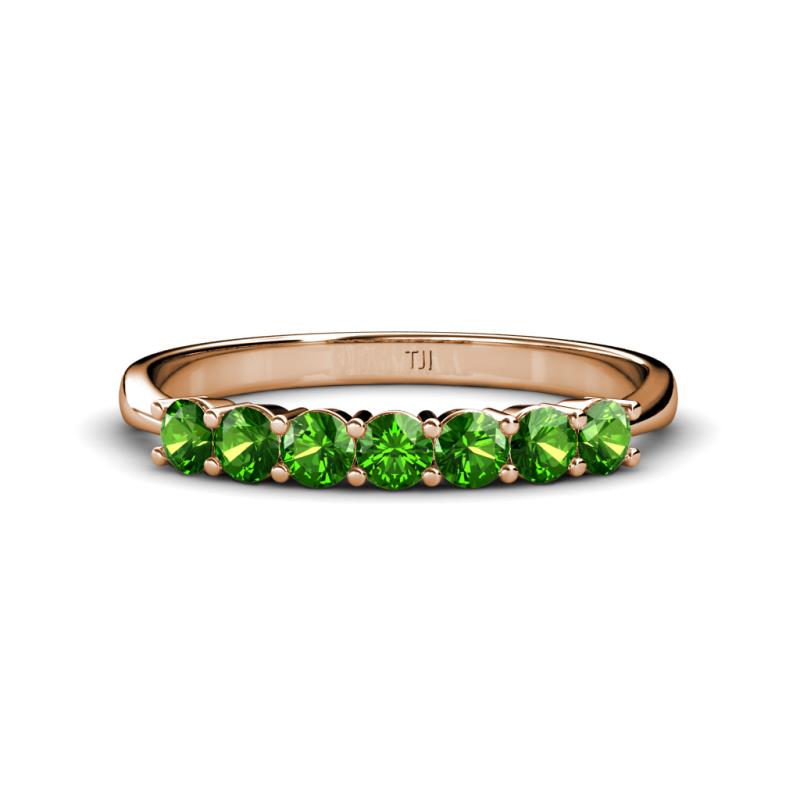 Reina 3.00 mm Green Garnet 7 Stone Wedding Band 