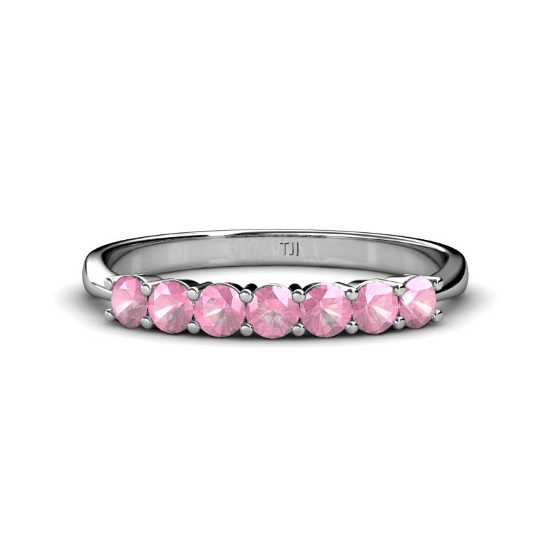 Reina 3.00 mm Pink Tourmaline 7 Stone Wedding Band 