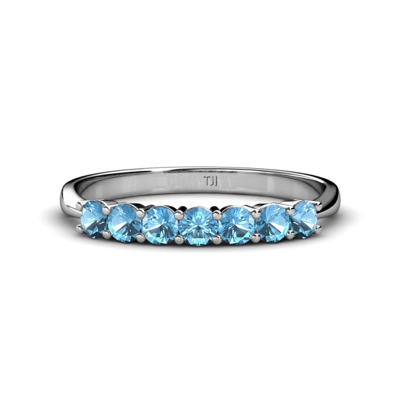 Reina 3.00 mm Blue Topaz 7 Stone Wedding Band 