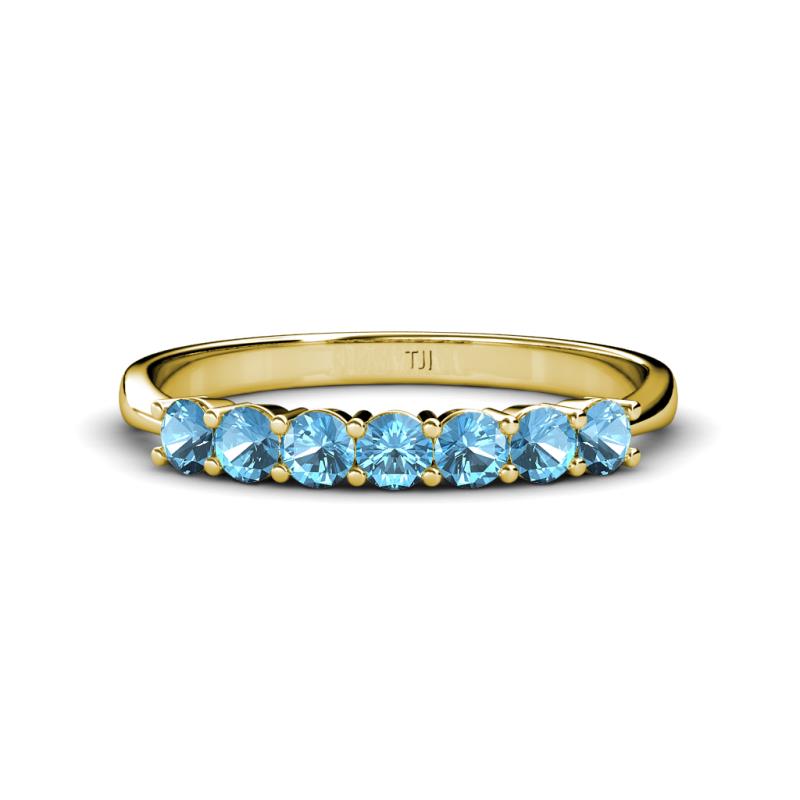 Reina 3.00 mm Blue Topaz 7 Stone Wedding Band 