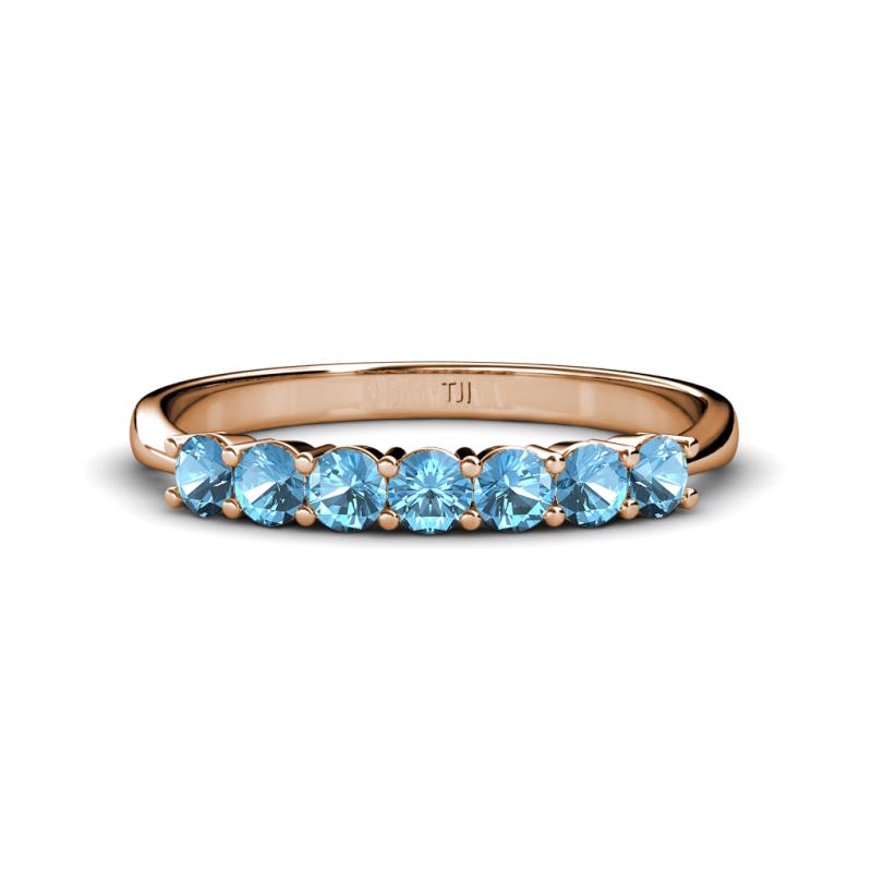 Reina 3.00 mm Blue Topaz 7 Stone Wedding Band 