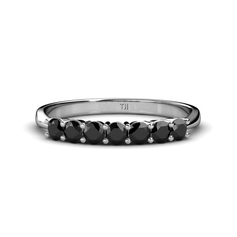 Reina 3.00 mm Black Diamond 7 Stone Wedding Band 