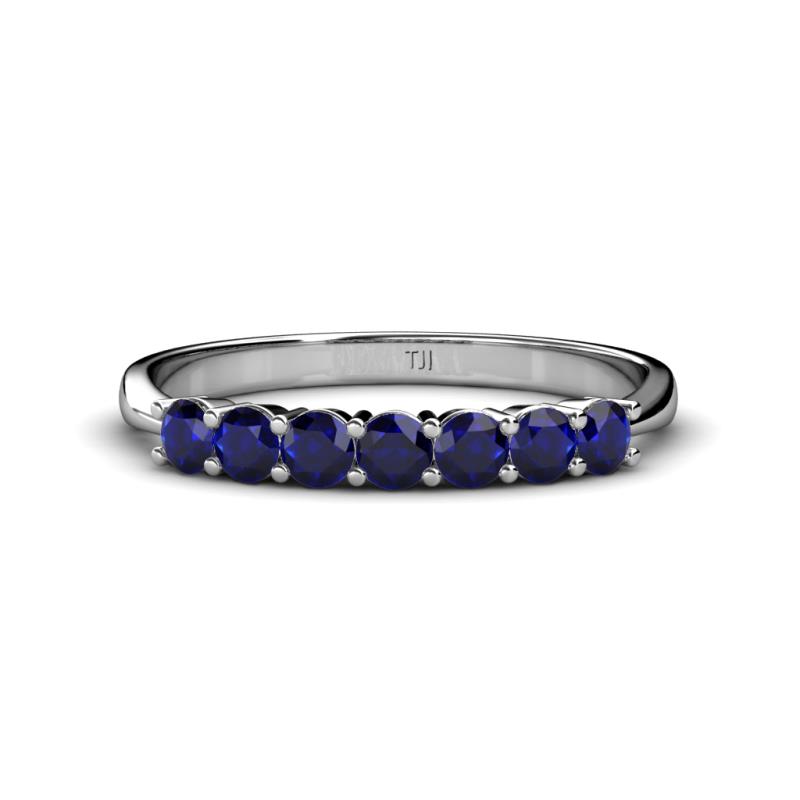 Reina 3.00 mm Blue Sapphire 7 Stone Wedding Band 