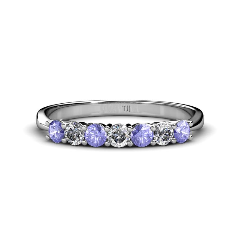 Reina 3.00 mm Tanzanite and Diamond 7 Stone Wedding Band 