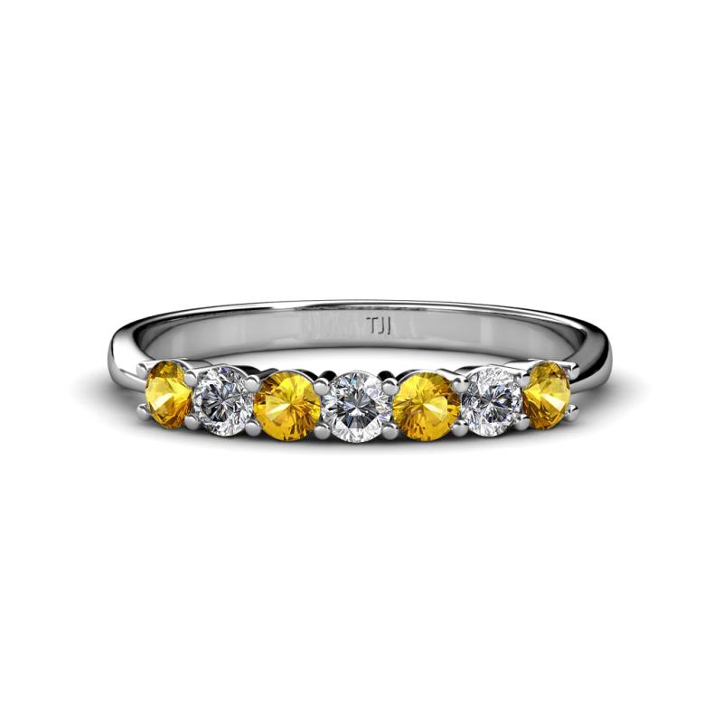 Reina 3.00 mm Citrine and Diamond 7 Stone Wedding Band 