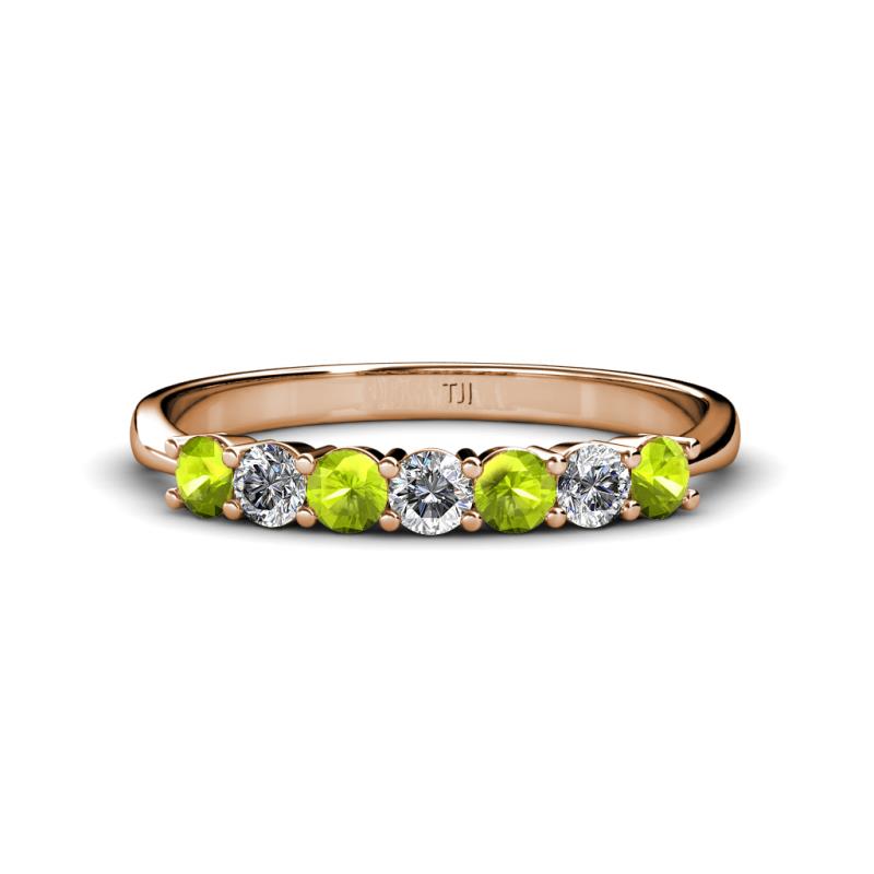 Reina 3.00 mm Peridot and Diamond 7 Stone Wedding Band 