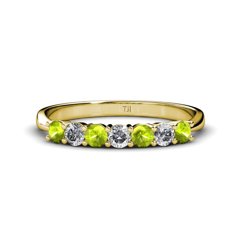 Reina 3.00 mm Peridot and Diamond 7 Stone Wedding Band 