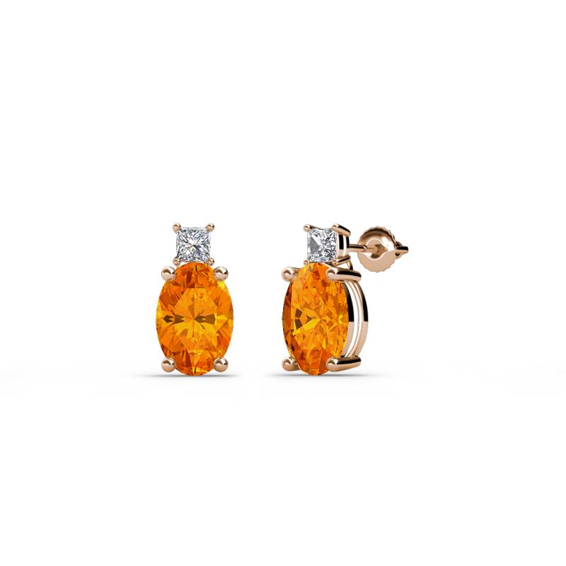 Ailey Citrine and Diamond Two Stone Stud Earrings 