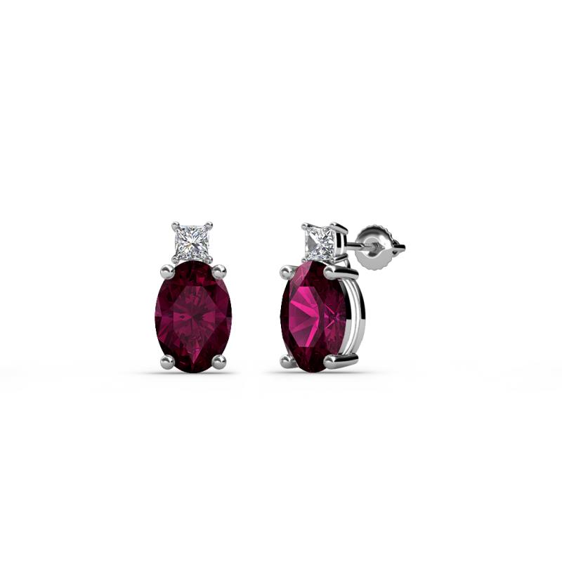 Ailey Rhodolite Garnet and Diamond Two Stone Stud Earrings 