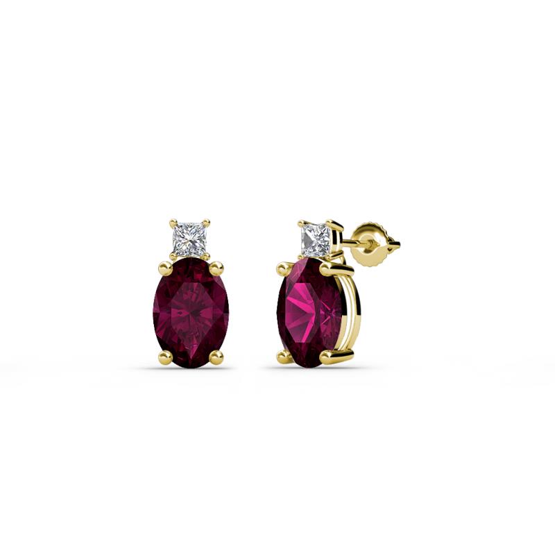 Ailey Rhodolite Garnet and Diamond Two Stone Stud Earrings 