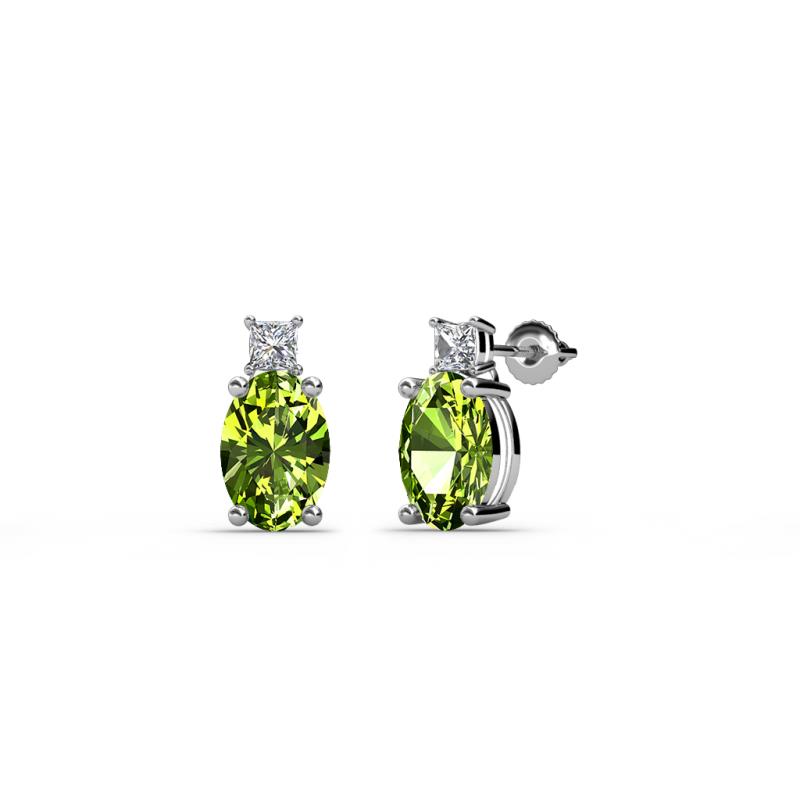 Ailey Peridot and Diamond Two Stone Stud Earrings 