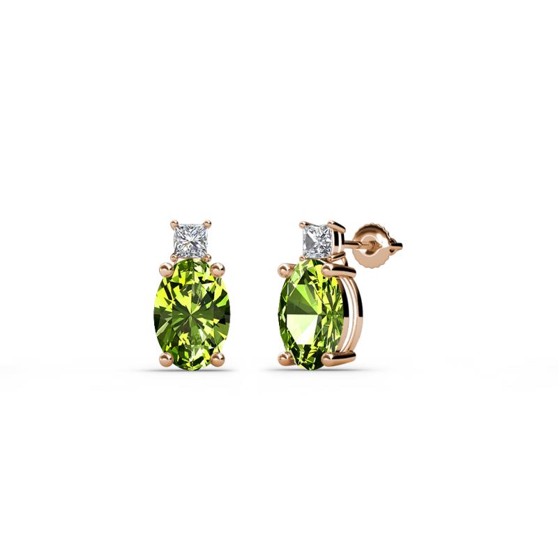 Ailey Peridot and Diamond Two Stone Stud Earrings 