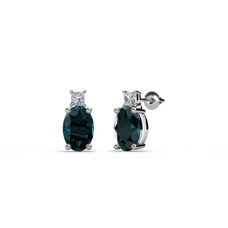 Ailey London Blue Topaz and Diamond Two Stone Stud Earrings 