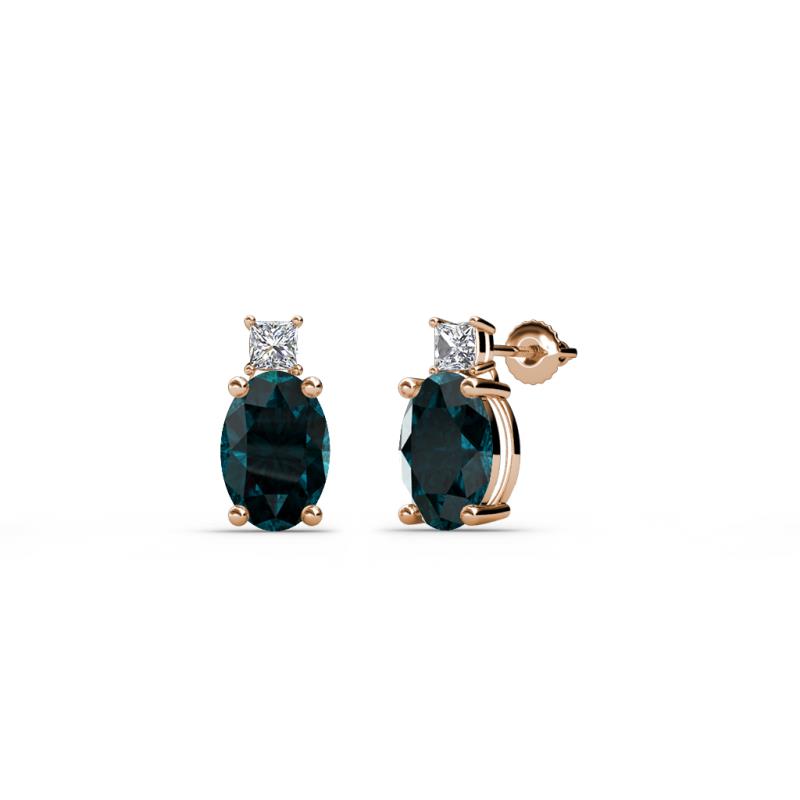 Ailey London Blue Topaz and Diamond Two Stone Stud Earrings 