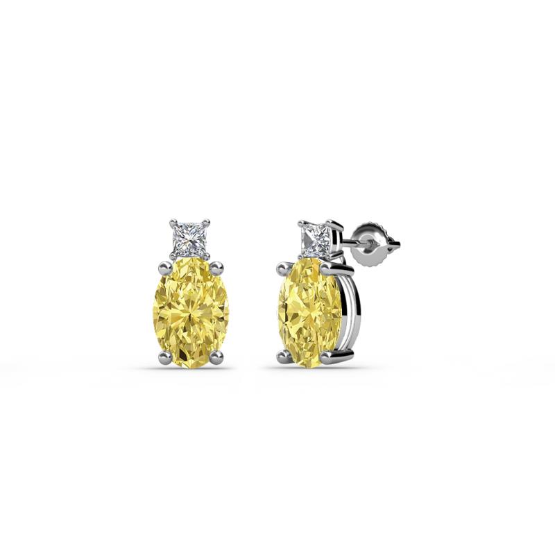 Ailey Yellow Sapphire and Diamond Two Stone Stud Earrings 
