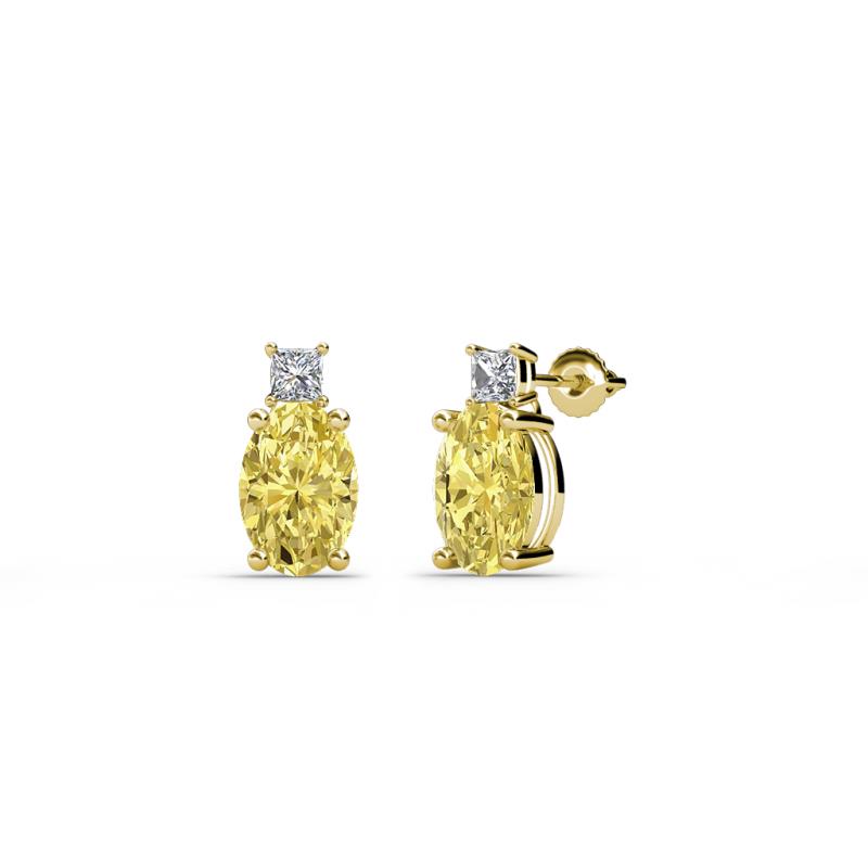 Ailey Yellow Sapphire and Diamond Two Stone Stud Earrings 