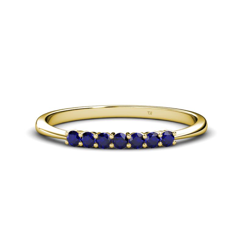 Reina 2.30 mm Blue Sapphire 7 Stone Wedding Band 
