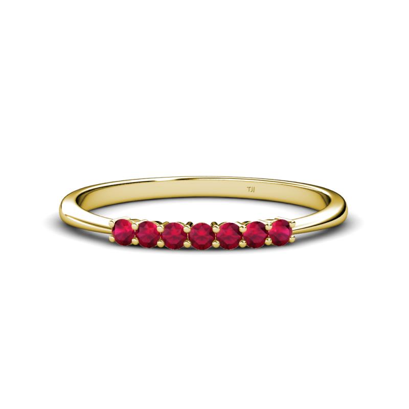 Reina 2.30 mm Ruby 7 Stone Wedding Band 