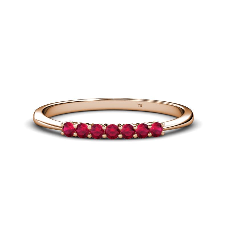Reina 2.30 mm Ruby 7 Stone Wedding Band 