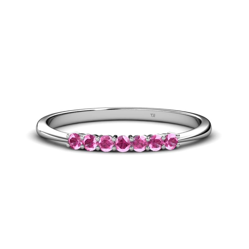 Reina 2.30 mm Pink Sapphire 7 Stone Wedding Band 