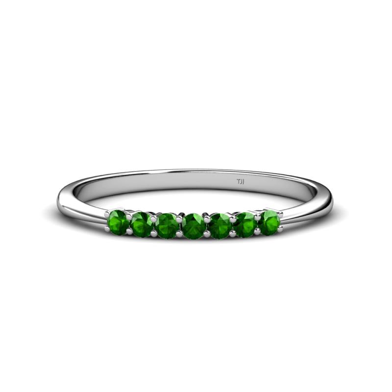 Reina 2.30 mm Green Garnet 7 Stone Wedding Band 