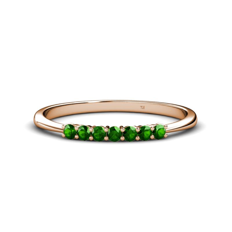 Reina 2.30 mm Green Garnet 7 Stone Wedding Band 