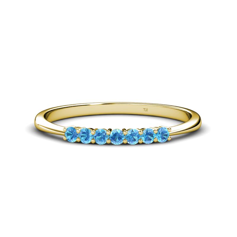 Reina 2.30 mm Blue Topaz 7 Stone Wedding Band 