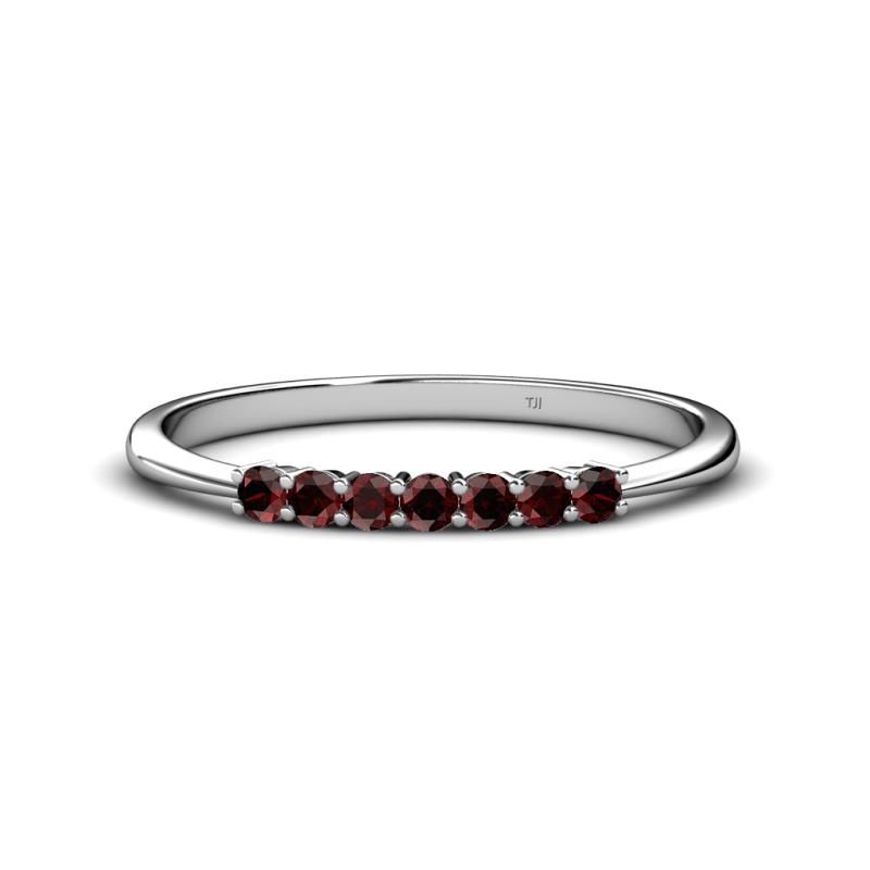 Reina 2.30 mm Red Garnet 7 Stone Wedding Band 