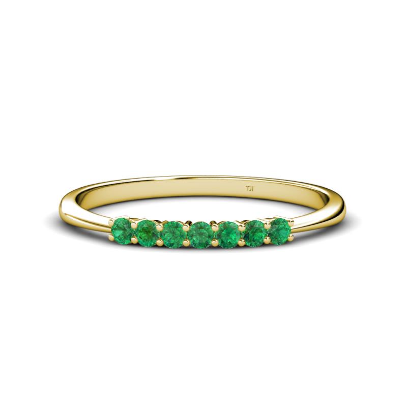 Reina 2.30 mm Emerald 7 Stone Wedding Band 