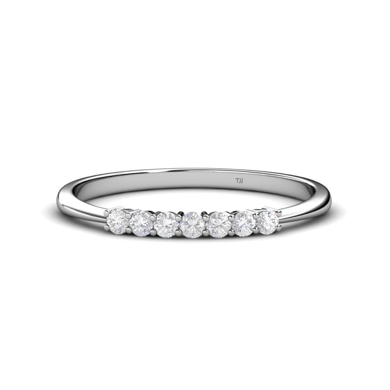 Reina 2.30 mm White Sapphire 7 Stone Wedding Band 