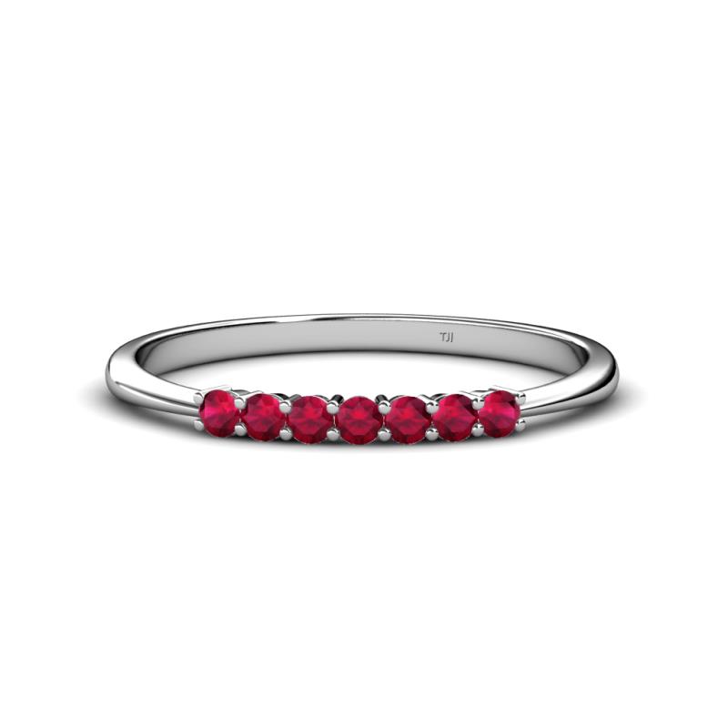 Reina 2.30 mm Ruby 7 Stone Wedding Band 