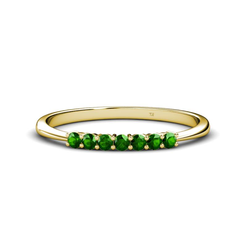 Reina 2.30 mm Green Garnet 7 Stone Wedding Band 