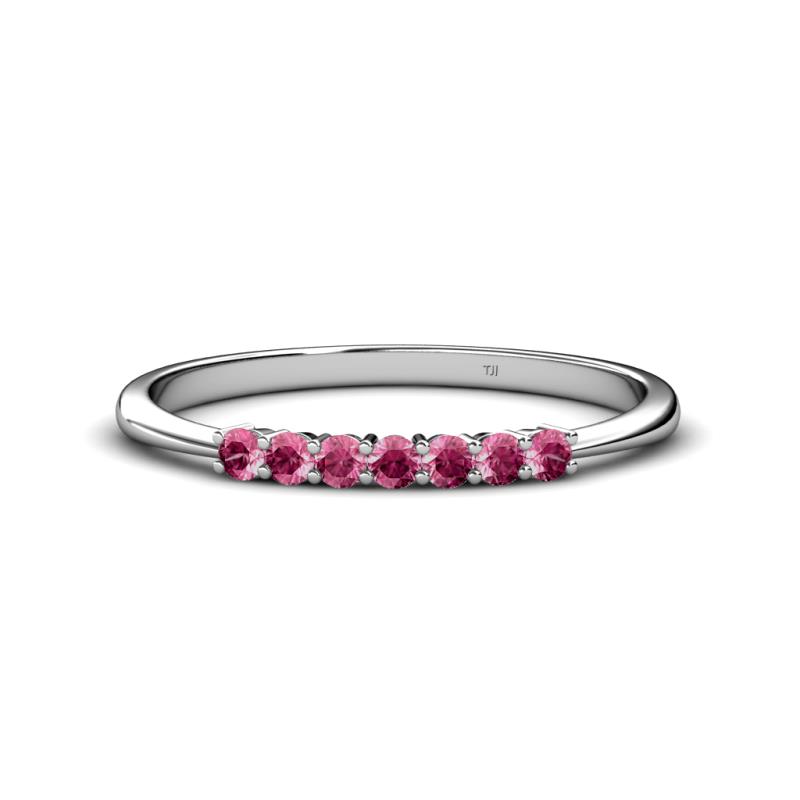 Reina 2.30 mm Pink Tourmaline 7 Stone Wedding Band 