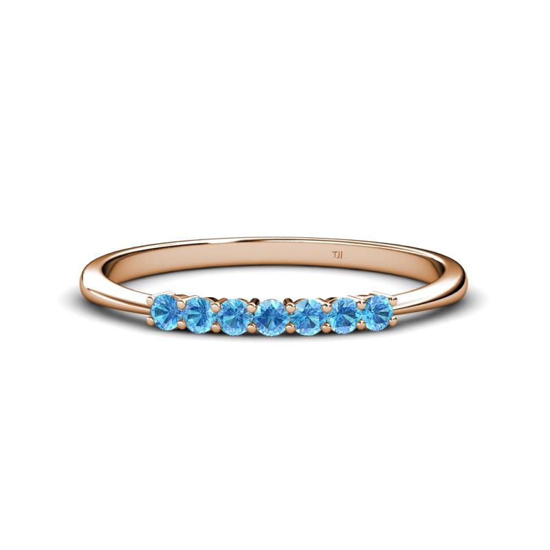 Reina 2.30 mm Blue Topaz 7 Stone Wedding Band 