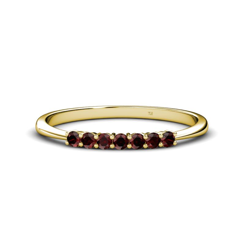 Reina 2.30 mm Red Garnet 7 Stone Wedding Band 