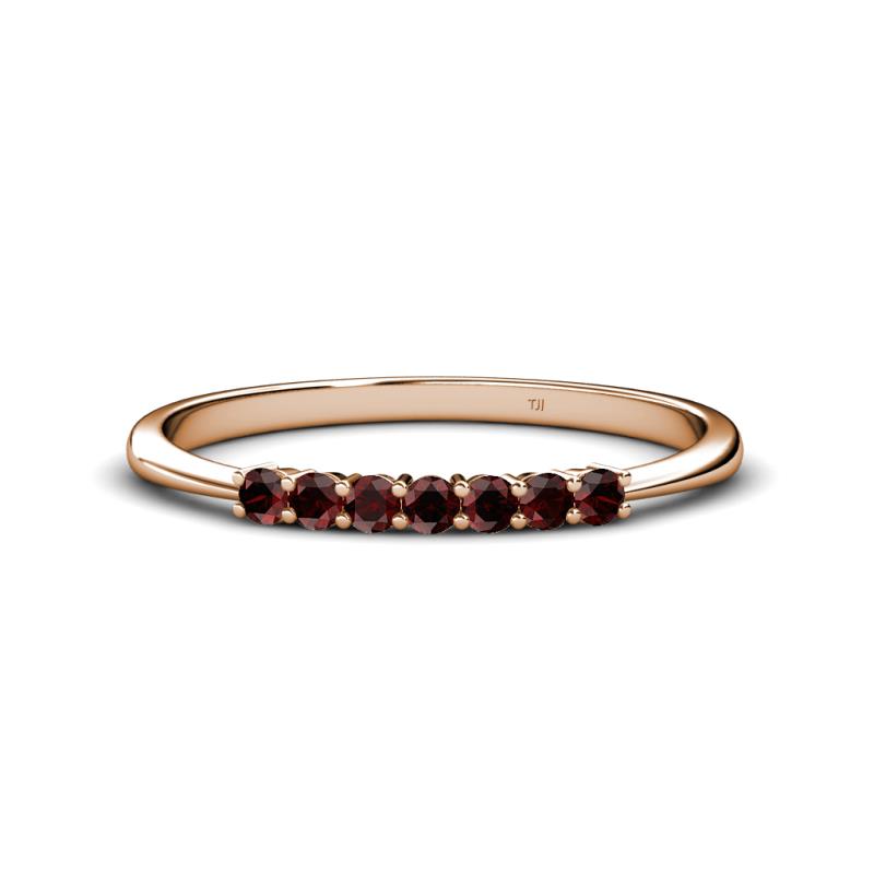 Reina 2.30 mm Red Garnet 7 Stone Wedding Band 