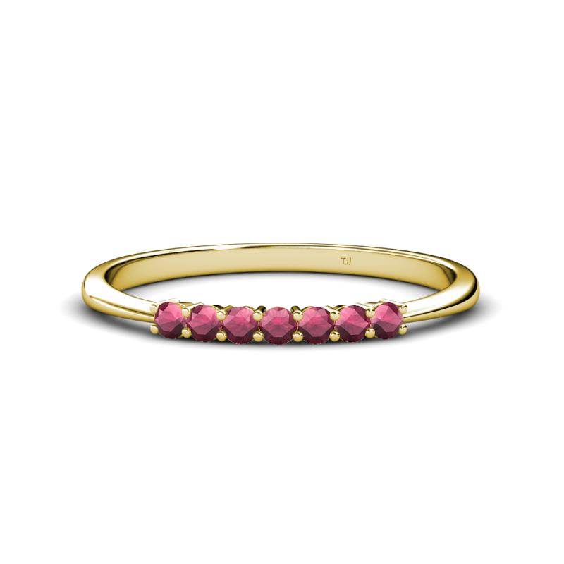 Reina 2.30 mm Rhodolite Garnet 7 Stone Wedding Band 