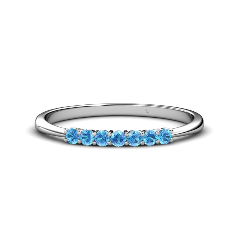 Reina 2.30 mm Blue Topaz 7 Stone Wedding Band 