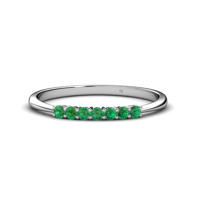 Reina 2.30 mm Emerald 7 Stone Wedding Band 