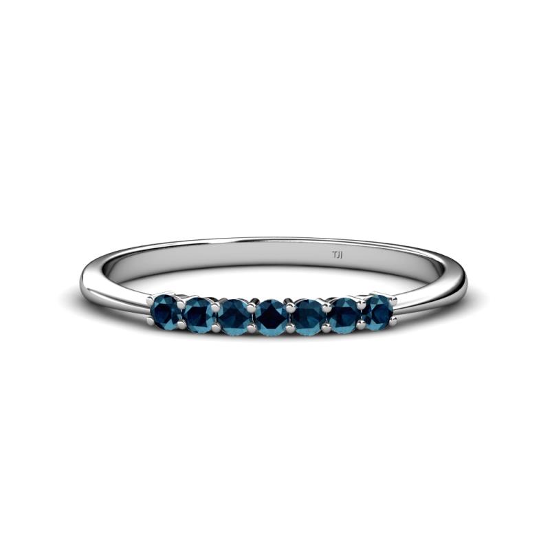 Reina 2.30 mm Blue Diamond 7 Stone Wedding Band 