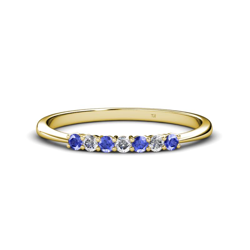 Reina 2.30 mm Tanzanite and Diamond 7 Stone Wedding Band 
