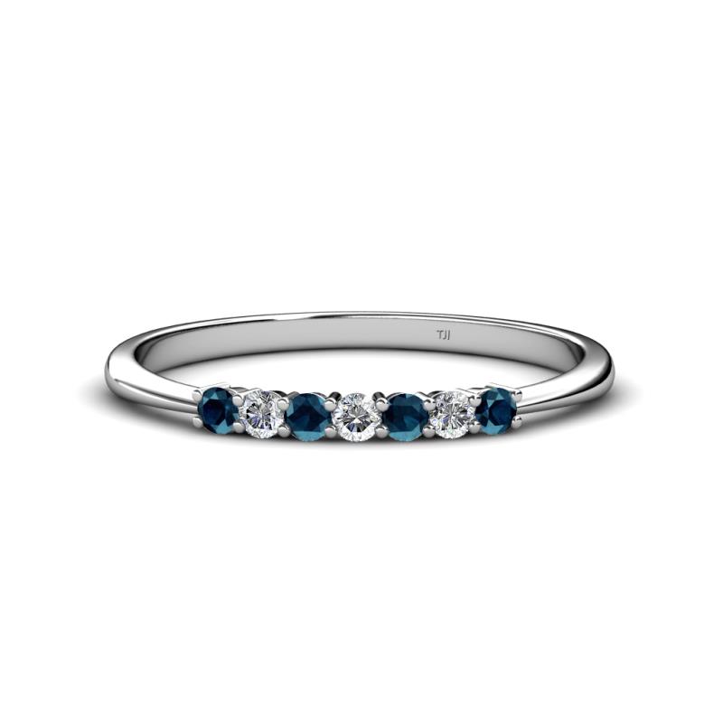 Reina 2.30 mm Blue and White Diamond 7 Stone Wedding Band 