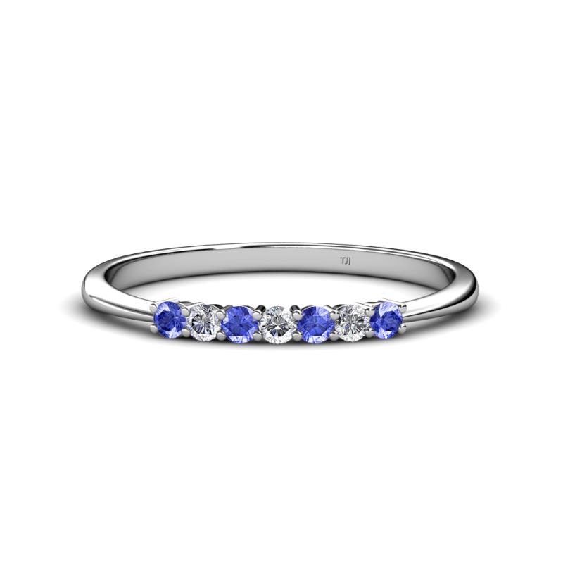 Reina 2.30 mm Tanzanite and Diamond 7 Stone Wedding Band 