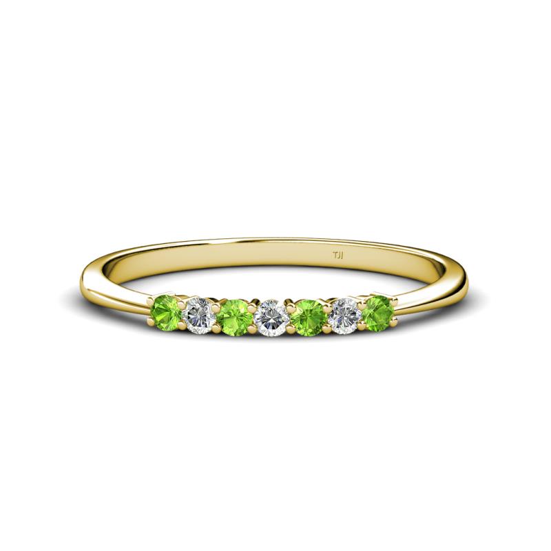 Reina 2.30 mm Peridot and Diamond 7 Stone Wedding Band 